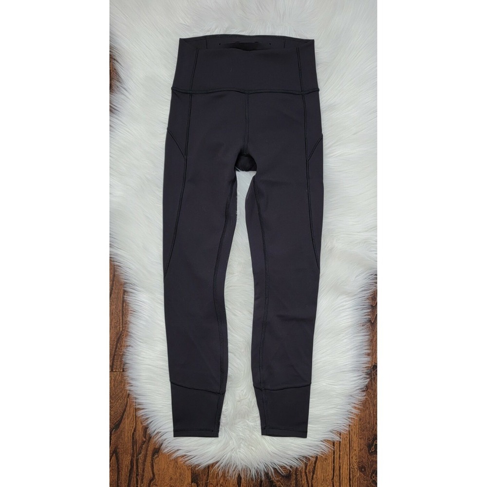 Lululemon In Movement Tight 25" Everlux Black Leggings Size 4 Ankle Length